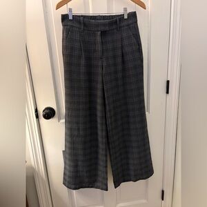 Gray Plaid Wide-Leg Trousers flatfront stretch waist academiapreppy women’s 4-6